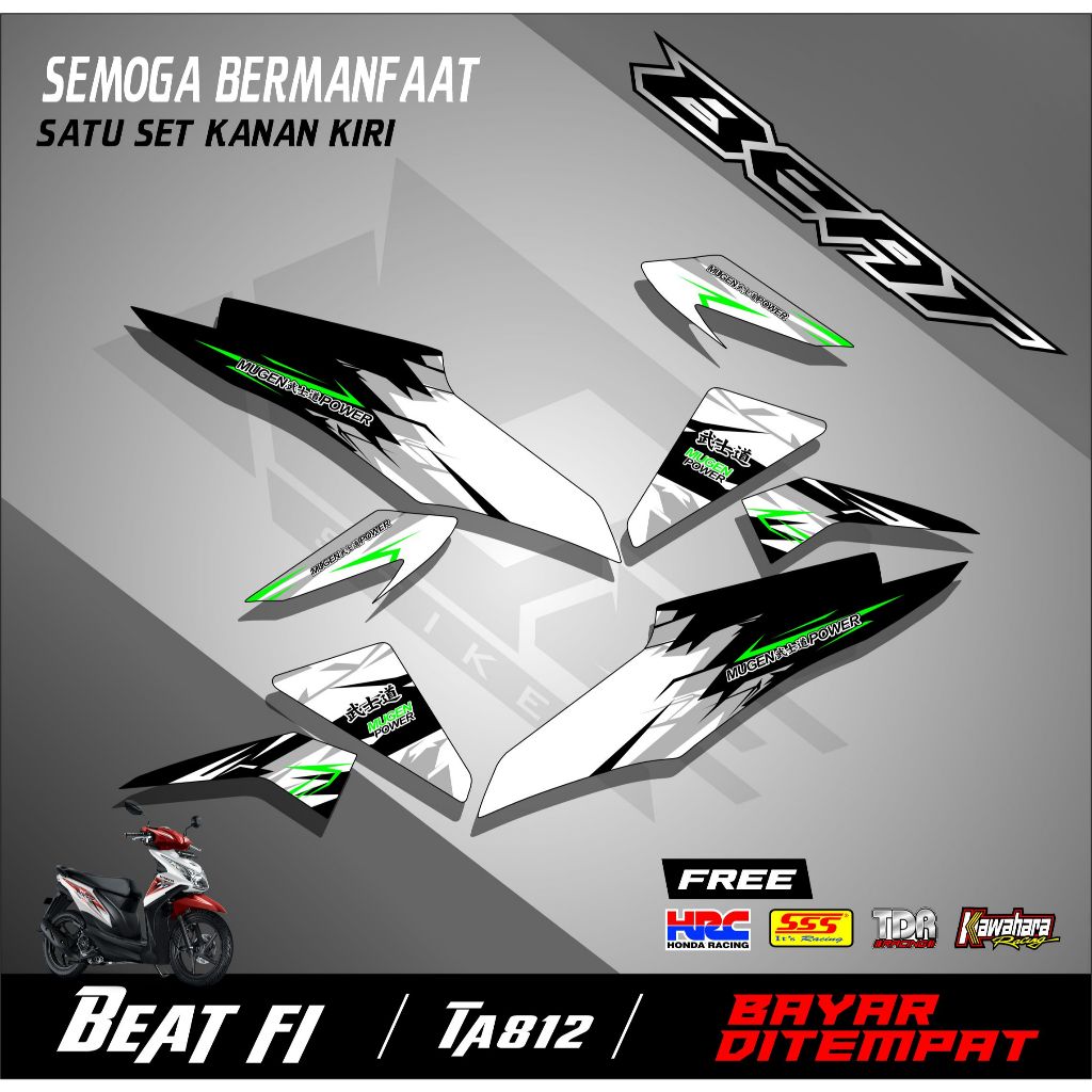 Striping Stiker Motor Beat Fi 2013-2015 Stiker Semifull Motif Simpel Kode TA812