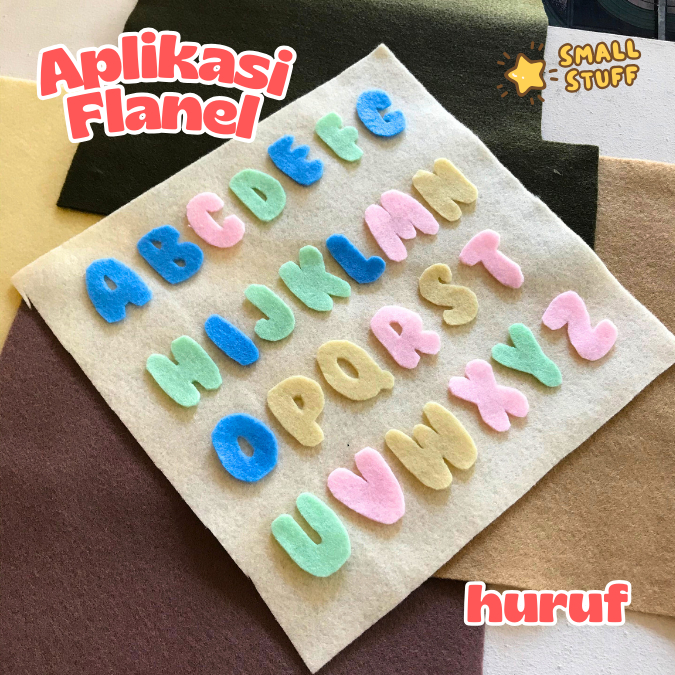 Huruf Flanel Tempel / Aplikasi Flanel / Abjad Flanel / Tempelan Nama Custom Banyak Warna