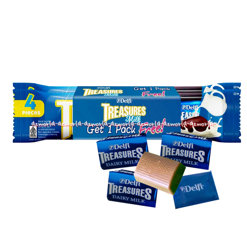 

Delfi Treasures Milk Isi 4pcs Coklat Susu Treasurur Get 1 Pack Free Delvi Cokelat Wafer Biru Treasure