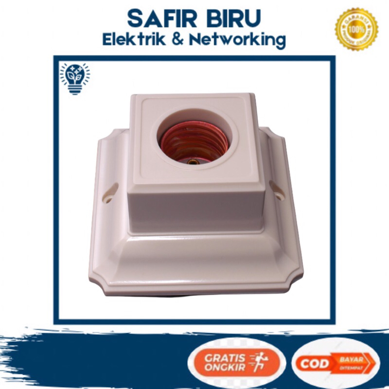 BROCO Fitting Plafon Kotak Mangkok Lampu Plastik Dudukan Lampu Cream