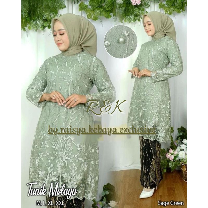 ( COD ) Setelan kebaya tunik melayu - tunik kebaya modern - outfit kebaya kekinian - baju pesta kelu