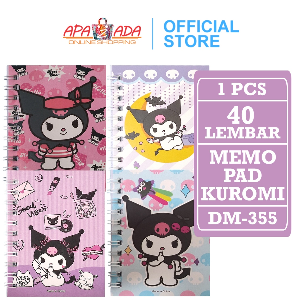 

Apazada - Memo Pad Sanrio Kuromi [1 Pcs] / Mini Diary NoteBook / Kertas Memo Note DM-355