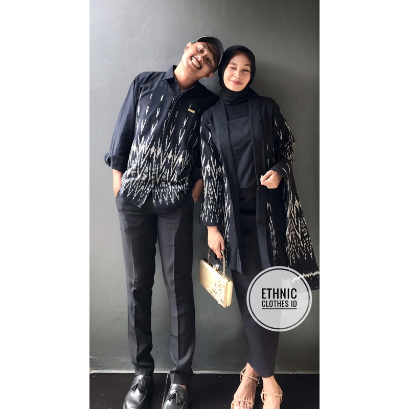 baju couple tenun kutu baru batik sarimbit kondangan hitam elegant