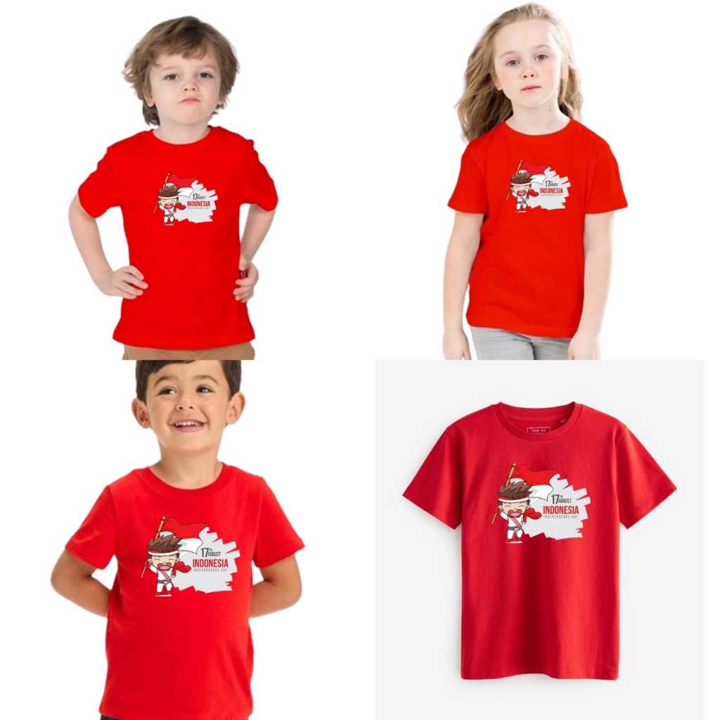 BabyDo Kaos Anak 17 Agustus  / Atasan Kaos Anak Laki Laki dan Perempuan 17 Agustus / Baju Anak Agust