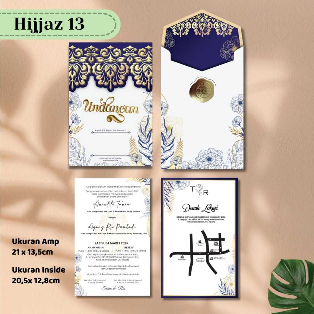 UNDANGAN AMPLOP Emboss Putih Biru Elegan HardCover Tebal Hijjaz 13