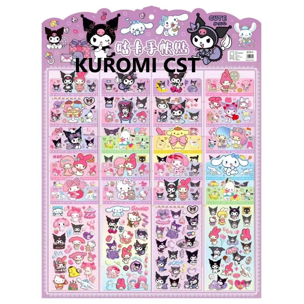 

STIKER KUROMI MOTIF SANRIO KUROMI MELODY CINNAMOROL POMPOMPURIN KARAKTER LUCU-LUCU