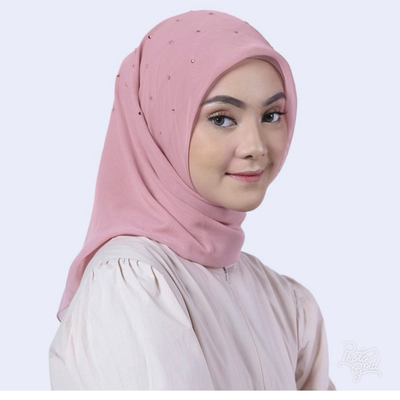 Hijab Segi Empat Paris Tabur Swarowski RoseGold II Paris Tabur Swarowski