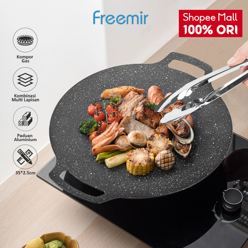 [FLASH SALE] freemir Grill Pan 30 CM Wajan Pemanggang Bulat Panggangan BBQ Anti Lengket