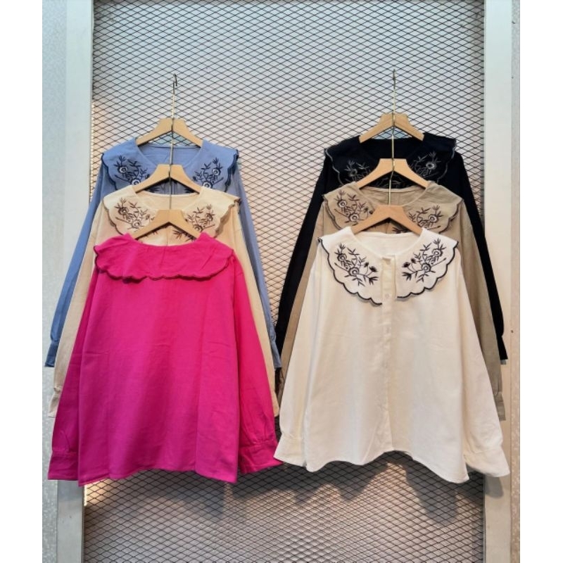 Blouse Bordir Linen Oversize