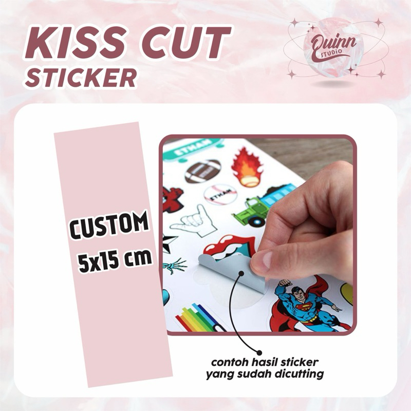 

[ UKURAN 5x15 cm ] Cetak Stiker + Cutting Custom Kiss Cut Sticker