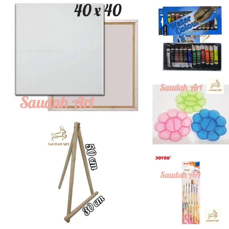 

PAKET INSTAN Paket Lukis Lengkap kanvas 4x4kuaspaletcat air 6mleasel 3x5