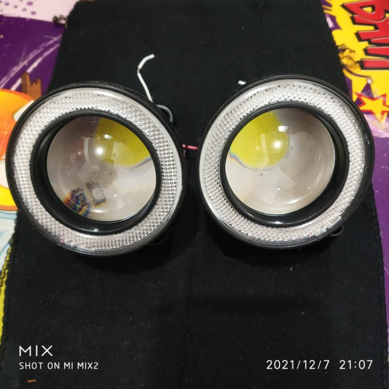 FOGLAMP FOG LAMP ANGEL EYE PROJIE RING UNIVERSAL 89 mm putih
