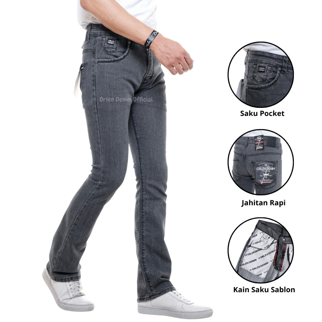 ORLEN DENIM Celana Jeans Cutbray Pria Original Bahan Stretch Jeans Semi Cutbrai Pria Lepis Cutbray