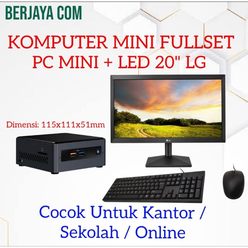 Full Set Mini pc - Led 20" LG - 8gb Ram - 500gb Ssd - Komputer mini