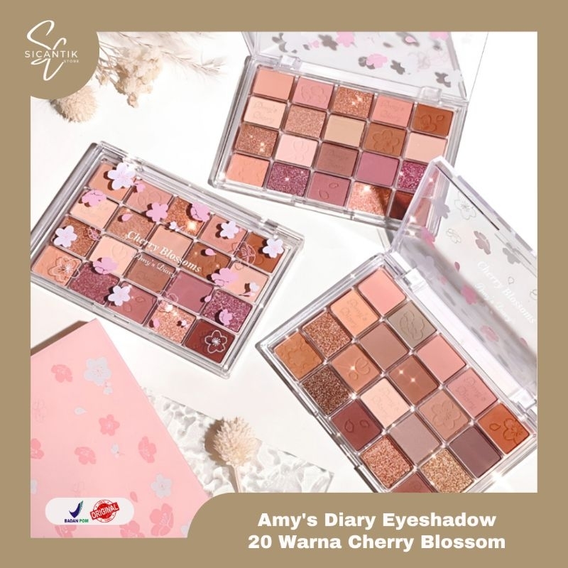 [BPOM] AMY'S DIARY EYESHADOW 20 WARNA | CHERRY BLOSSOM 20 COLOR EYESHADOW PALLET MATTE GLITTER TAHAN