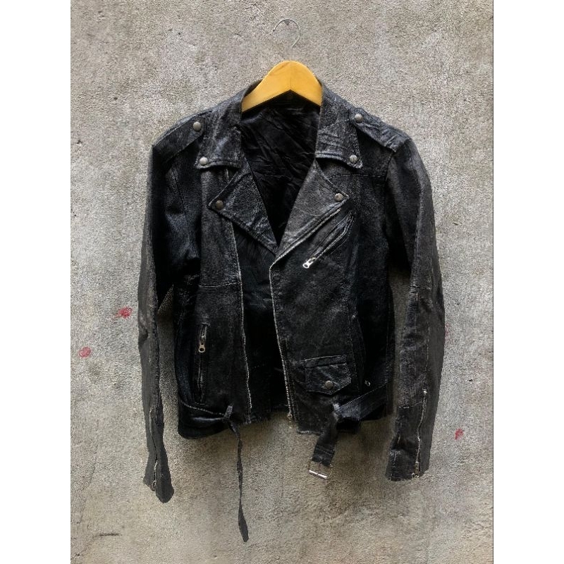 Jaket Kulit Asli double kerah second