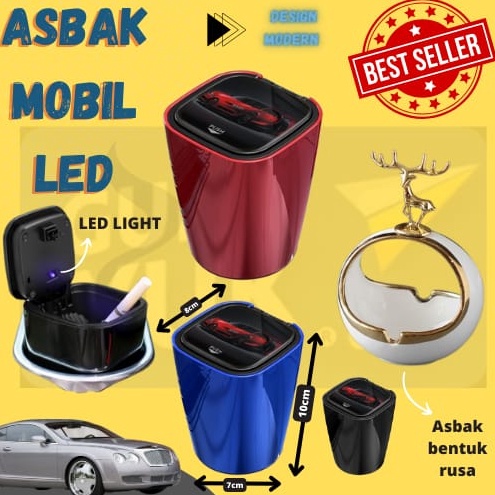 TERLARISSS Asbak Mobil LED Tempat Puntung RokokAsbak Rokok Portable Serbaguna