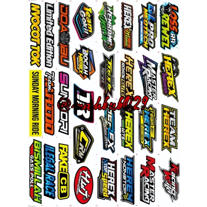 Sticker Bengkel Sticker Sponsor Sticker Racing Sticker Herex Sticker Balap isi 27 pcs