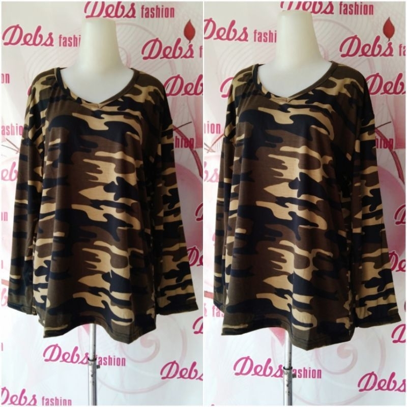 QH Kaos Army Bigsize Jumbo Lengan Panjang Kaos Loreng Tentara