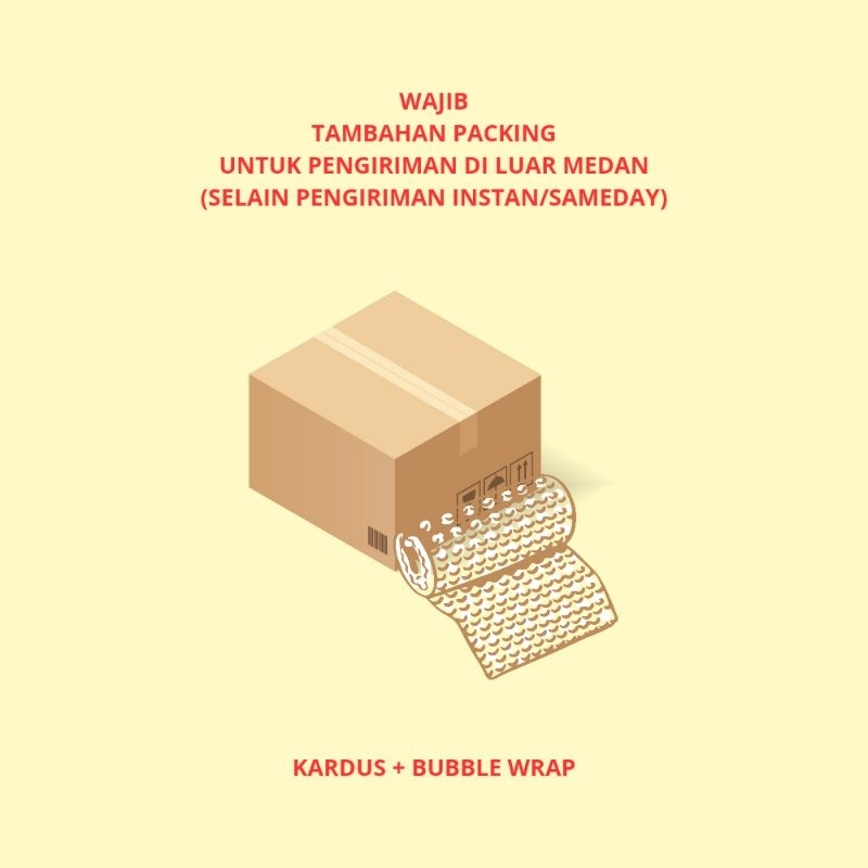 

Rakki Kukki Tambahan Packing Untuk Pengiriman di Luar Medan (Selain Pengiriman Instan/Sameday)