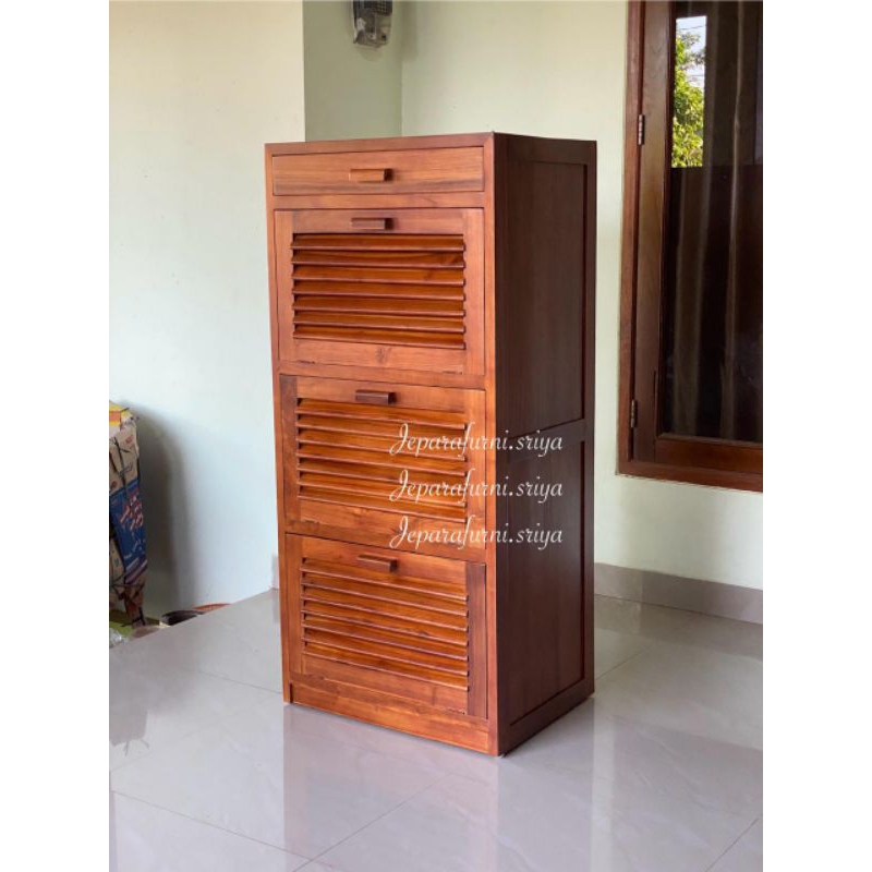 Rak Sepatu Kayu Jati Jepara I Rak Sendal Jati
