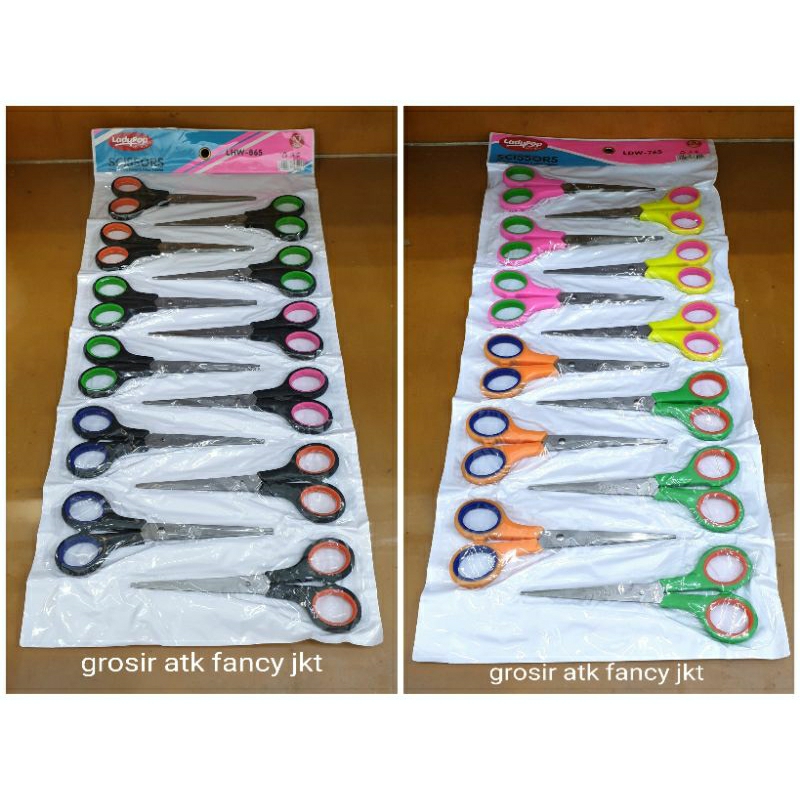 

( 12 buah ) Gunting 6.5 Inch ( 16 cm ) Sedang Stainless Steel / Renceng Renteng Warna ( 838 )
