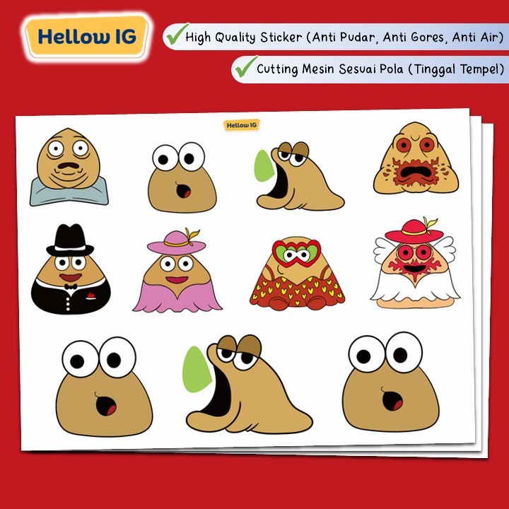 

STICKER PACK STIKER POU HORROR GAME CREEPY POU WATERPROOF ANTI AIR LUCU BOTOL LAPTOP HELM HP