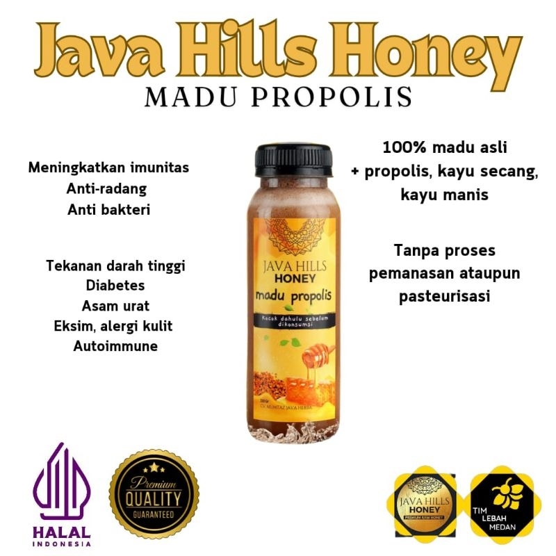 

Madu Herbal Propolis Java Hills Honey 320 gram| Madu plus Propolis Kayu Secang Kayu Manis Asli Premium Quality| Original Pengiriman dari Medan| Menstabilkan gula darah kolesterol asam urat darah tinggi dan autoimmune