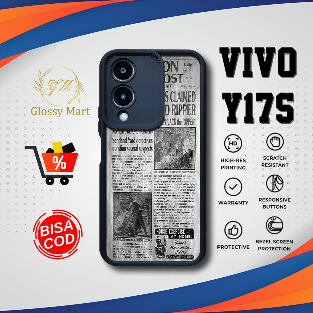 Case Vivo Y17S Terbaru - Vivo Y17S - Motif Kertas Koran - Bahan Hardcase Softcase Premium Glossy - C
