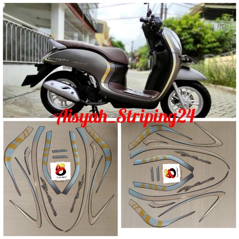 STIKER STRIPING LIS LES POLET BODY MOTOR HONDA SCOOPY STYLIS 2021 MATTE BROWN