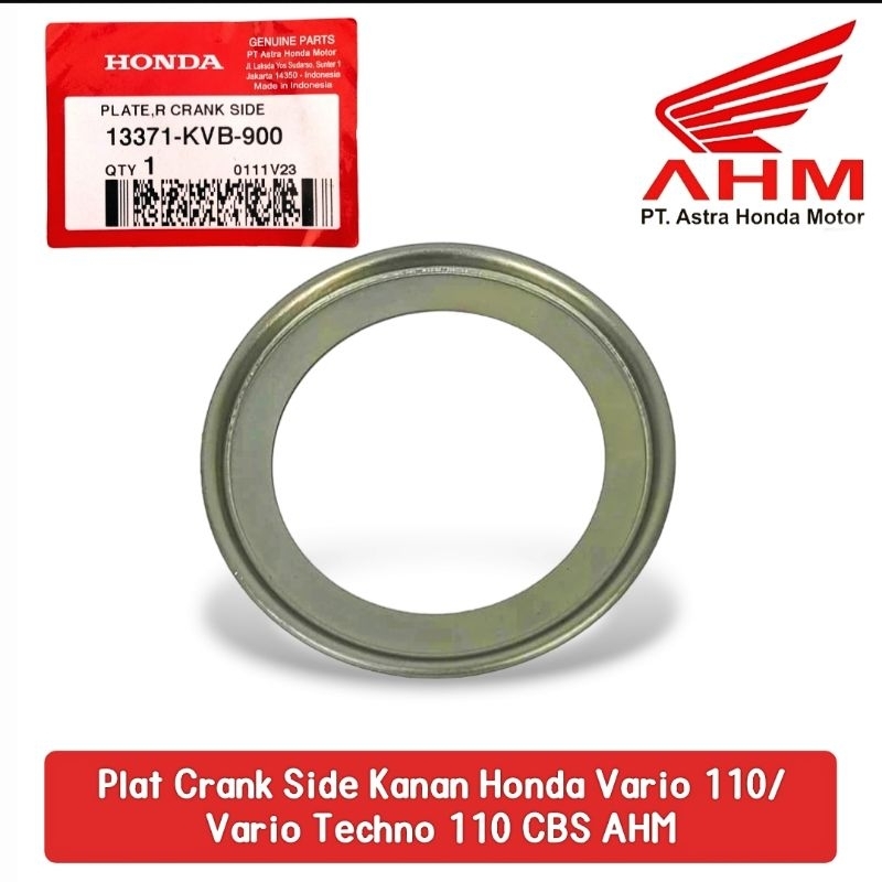 AHM 13371-KVB-900 Plate R Crank Side Plat tutup Kruk as filter oli Vario 110,Vario Techno 110 CBS Ka