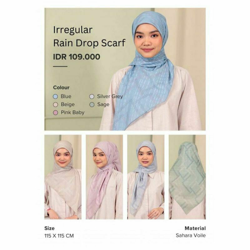 DAUKY HIJAB IREEGULER RAIN DROP SCRAFT TERBARU HIJAB SEGI EMPAT MOTIF KEKINIAN 2024