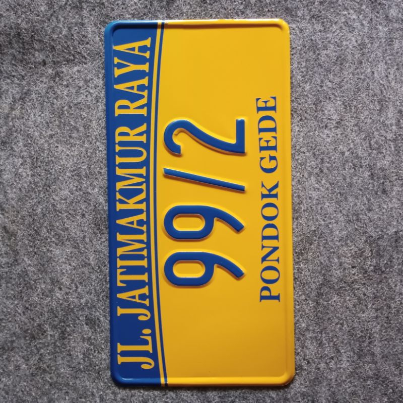 Plat nomor rumah plat timbul desain bebas bahan plat alumunium