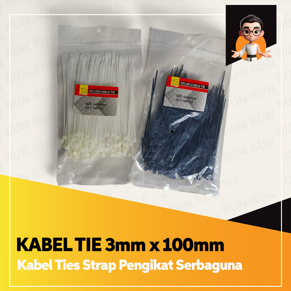 

Kabel Ties 100 mm Putih - Cable tie Hitam 100 pc / Cable Tie / Kabel Tie
