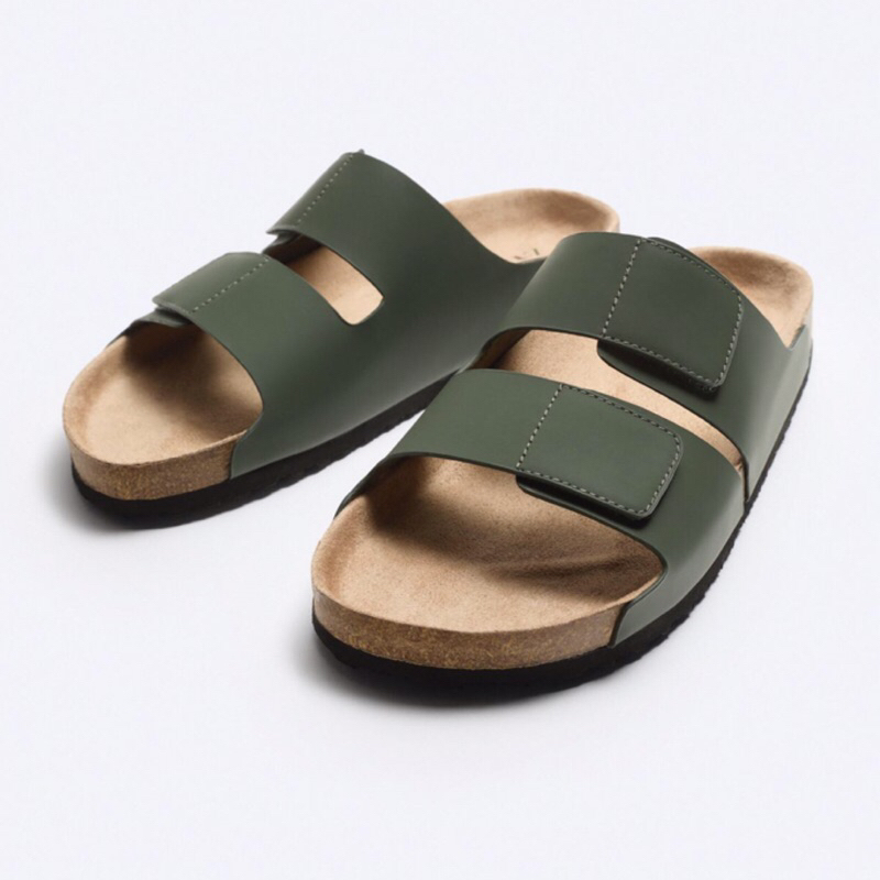 ZARA Men Sandal Double Strap Sendal Pria Green