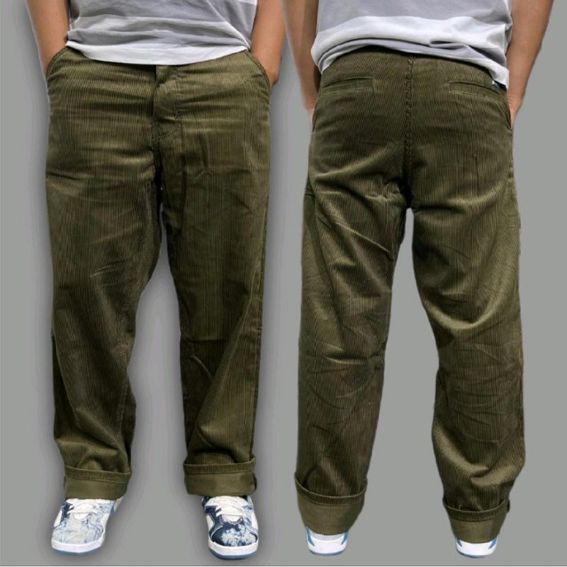 +022 LONGPANTS CORDUROY HIJAU ARMY / CELANA PANJANG CORDUROY / CELANA PANJANG CUDROY / CELANA CUDROY
