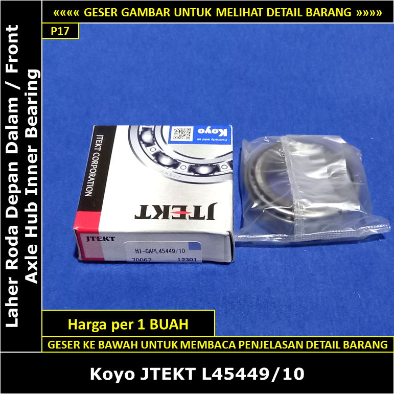 Laher Bearing Roda Depan Dalam Volkswagen Beetle / VW Kodok 1200 1300 1302 1303 1968-1976 Koyo Japan