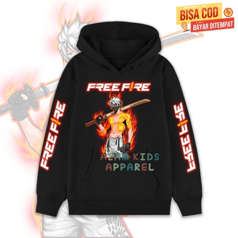 (BISA COD) JAKET HOODIE ANAK FF KARAKTER FREE FIRE VERSI KATANA FREE NAMA / HOODIE SWEATER ANAK KARA