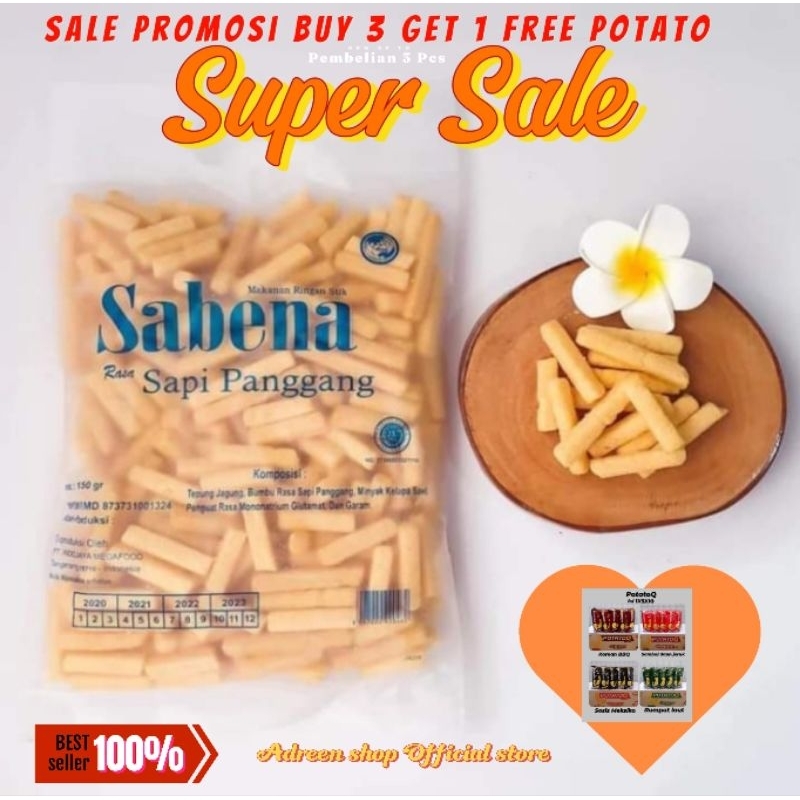 

[ PROMO BUY 3 GET 1 FREE ] Snack Sabena sapi panggang Free Snack Potato