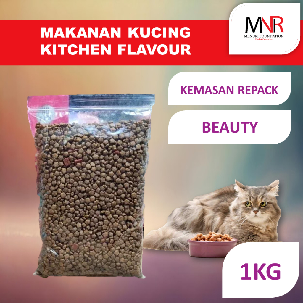 [ Menuri Pets 3 | Makanan Kucing | KITCHEN FLAVOR 1000GR BEAUTY REPACK | kf beauty 1kg repack ]