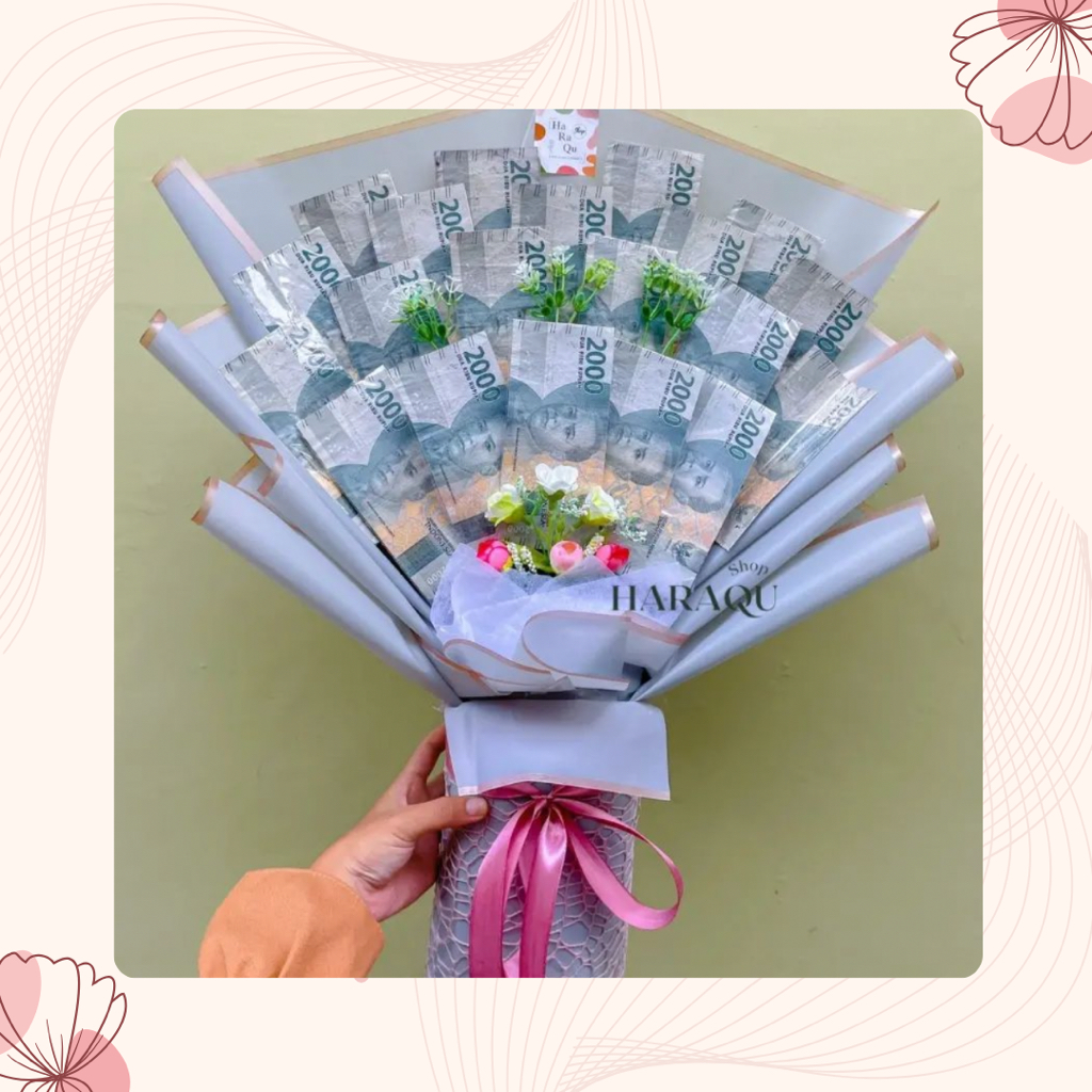 

(Haraqu_Shop) Money bouquet / Buket uang / Bouquet uang - HANYA BIAYA JASA - NOMINAL UANG VIA TF