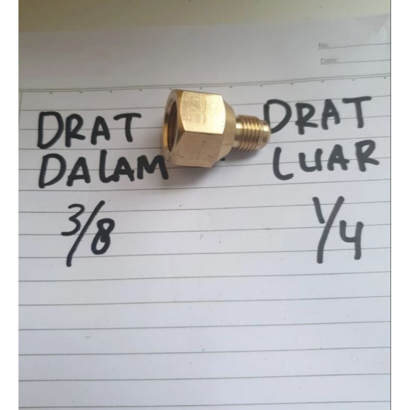 Konektor Reduser Pipa AC Drat Dalam 3/8xDrat luar 1/4