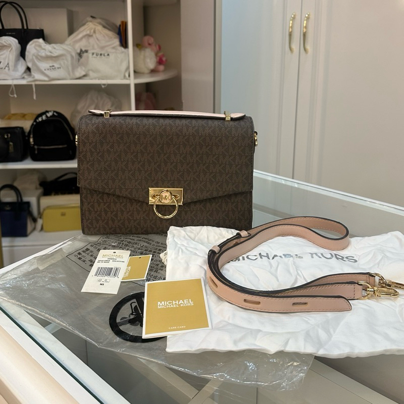 Michael Kors Authentic MK Hendrix Medium Leather Messanger Sling Bag Brown Branded Preloved