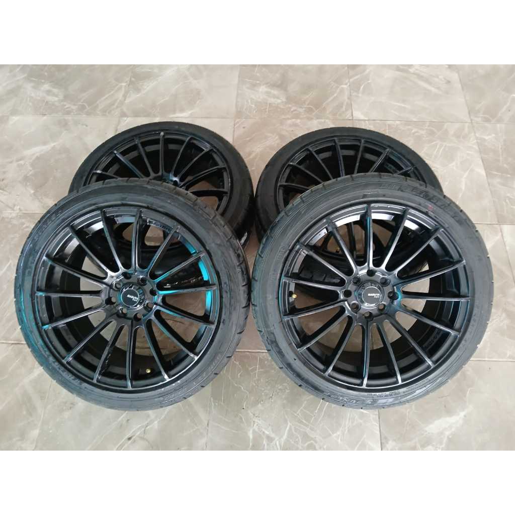 velg mobil bekas maruya ring 17 lubang baut 4x100 4x114 + ban seken kondisi bagus