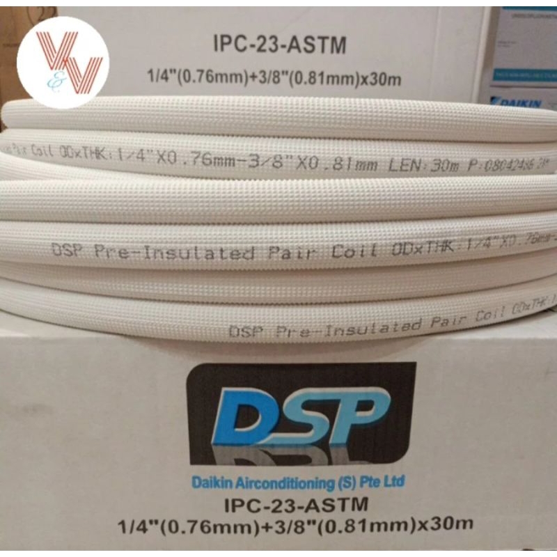 pipa AC Daikin DSP uk.1/4+3/8 variasi dari 3 meter - 21 meter(free bubble wrap) untuk AC 0,5 pk - 1 
