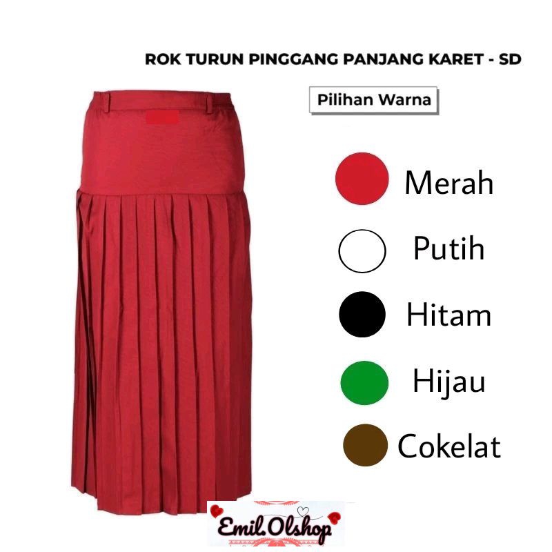 Rok Plisir Turun Pinggang SD SMP SMA Seragam Sekolah SD Rok Plisir Turping Merah Sekolah SD Rok Plis