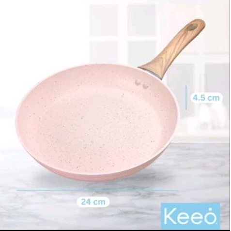 Wajan Penggorengan AntiLengket 20 cm Marble Granit (FRY Pan) Pink