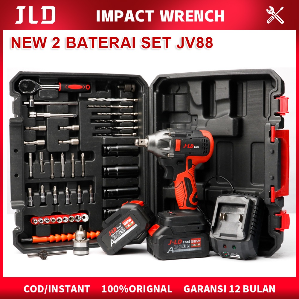 JLD Cordless Impact Wrench Brushless 13MM Impact Driver Wrench Drill 1/2“ original Torsi 47pcs