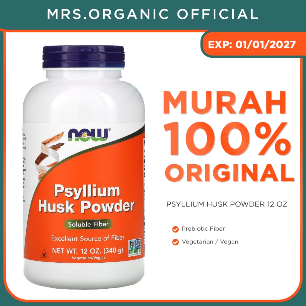 

NOW Psyllium Husk Powder 340gr - serat fiber pencernaan konstipasi diet