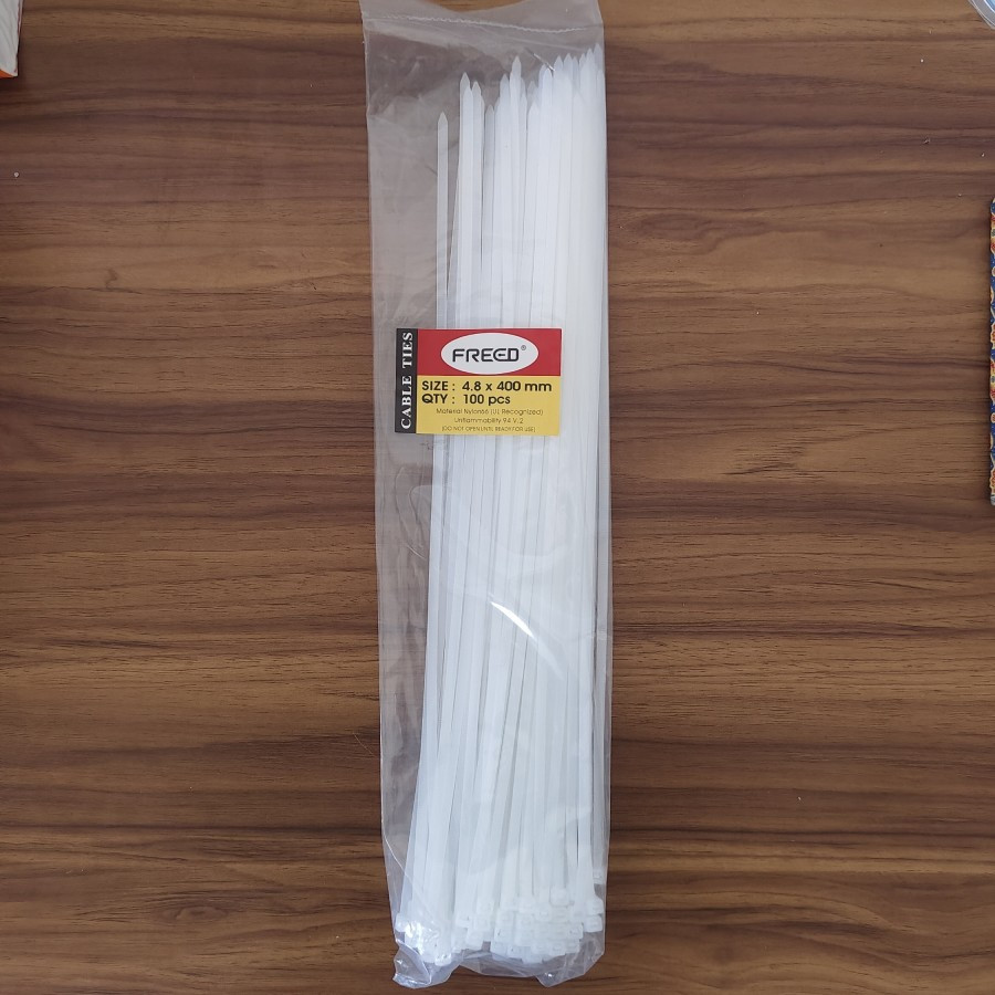 

Kabel Tie 4.8 x 40cm Putih Cable 1 Pack 100pcs Ties Pengikat 4.8x40cm Serbaguna 4.8mm x 400mm Nylon 66